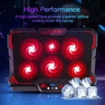 COOLCOLD 17inch Gaming Laptop Cooler Six Fan Led Screen Two USB Port 2600RPM Laptop Cooling Pad Notebook Stand For Laptop - Image 5