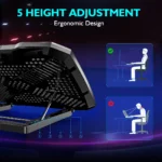 COOLCOOLD Laptop Cooling pad for 12-17 Inch Laptop Cooler Stand, 5 quiet fans, 5 Angle Adjustable with phone holder - Image 5