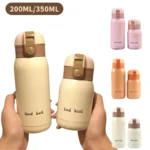 200/350ml Cute Mini Thermos Cup Stainless Steel Thermal Coffee Mug Portable Vacuum Flask Insulated Water Bottle with Button Lid
