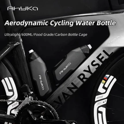 AhyKa Aerodynamic Water Bottle Set 600ml Big Capacity Food Grade PP5 Bottle With Ultralight Carbon Bottle Cage Bike Accessories